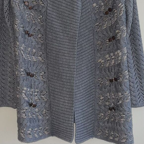 Coldwater Creek Longline Cardigan Plus Size 14 16 Wool Gray Knit Sweater - Picture 4 of 11